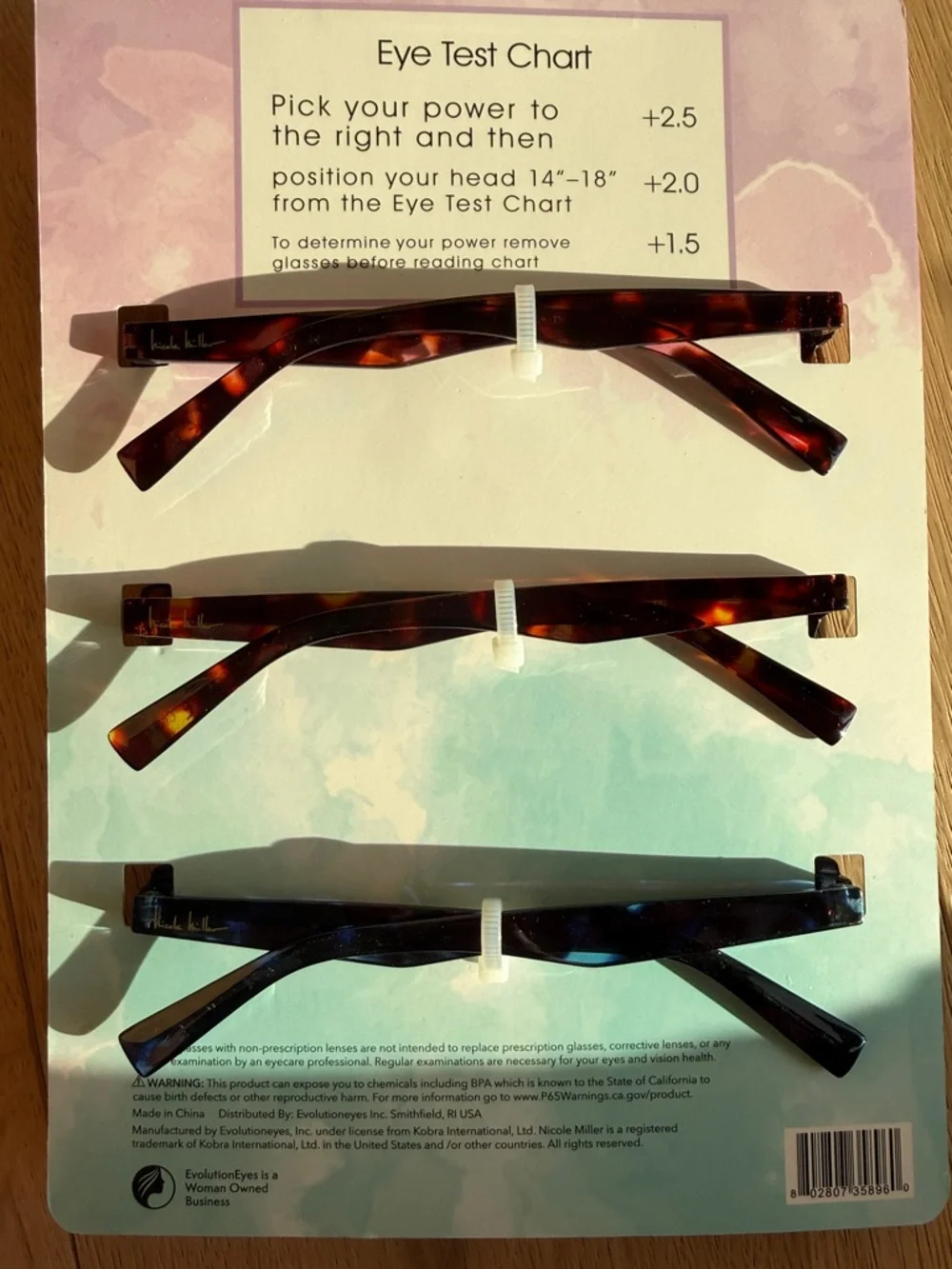 Nicole Miller Tortoiseshell & Black Cat-Eye Reading Glasses 3 - Pack +2.00 Power